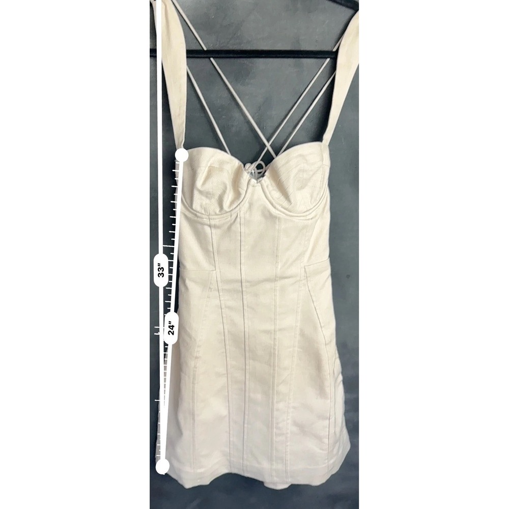 Oh Polly Mini Dress US 4 Sand Corset Bodycon Strappy Back Underwire NWT 7146 - Picture 8 of 8